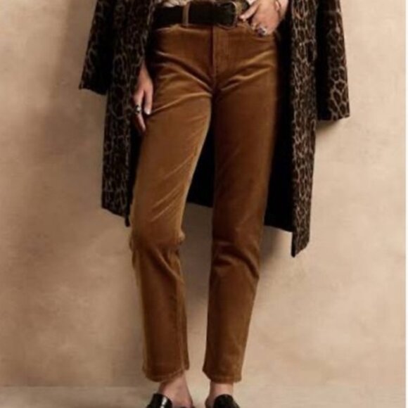 Banana Republic Premium Denim High Rise Straight Ankle Corduroy Pants Size 31L - Picture 1 of 13